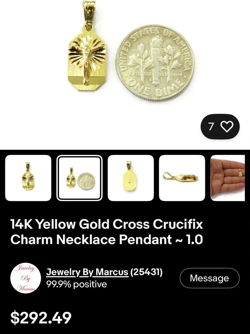 Gold-tone Religious Cross Pendant 14k gold